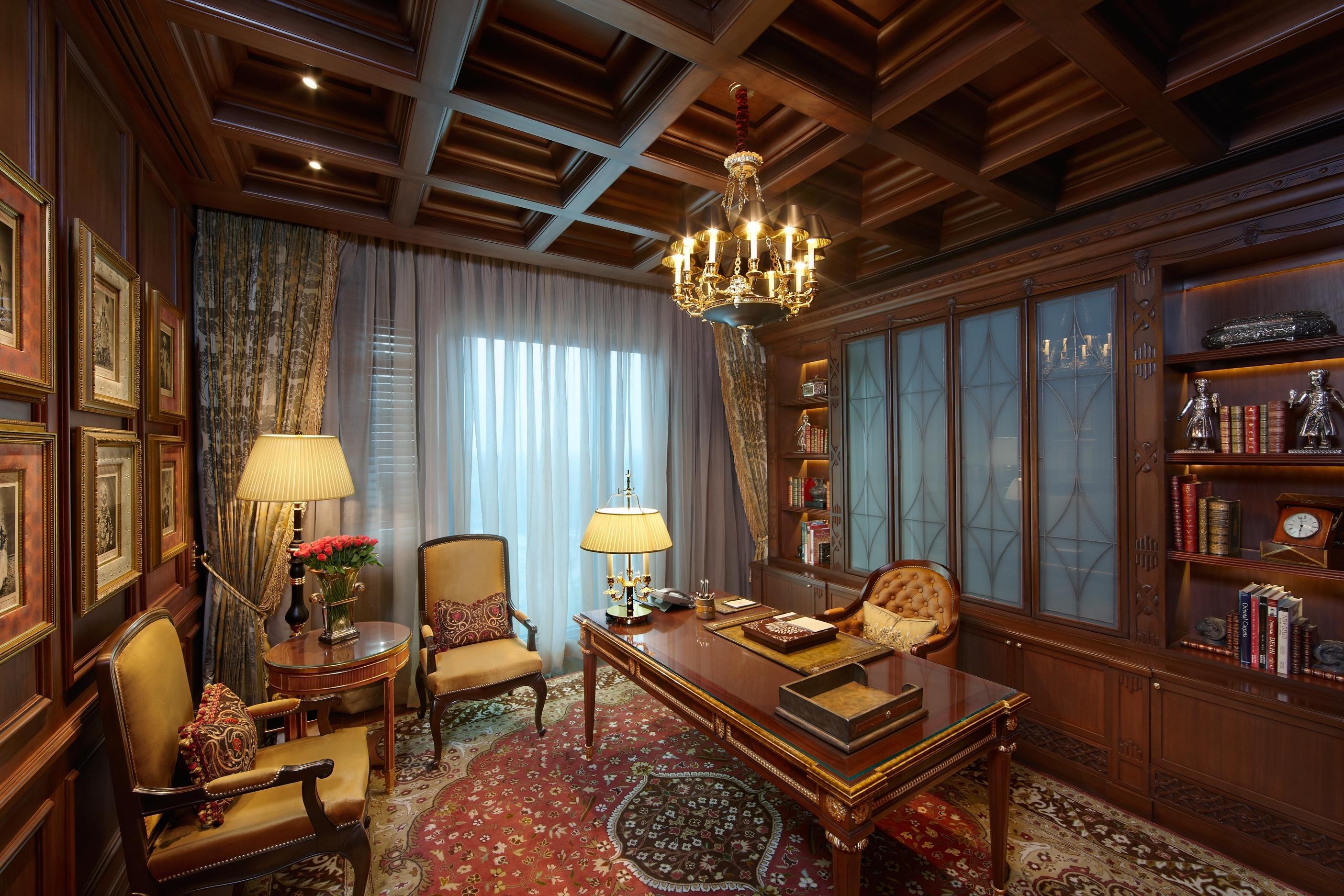 The Leela Palace New Delhi Nova Deli Exterior foto 3D interior rendering of a study room